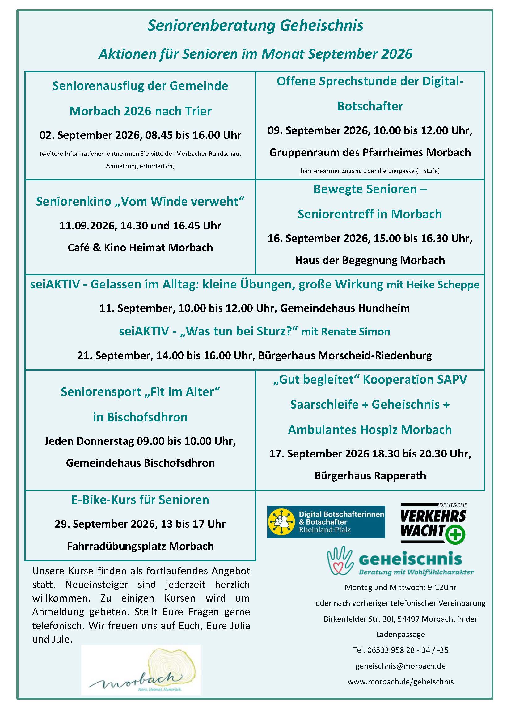 Seniorenaktionen Monat September 2026