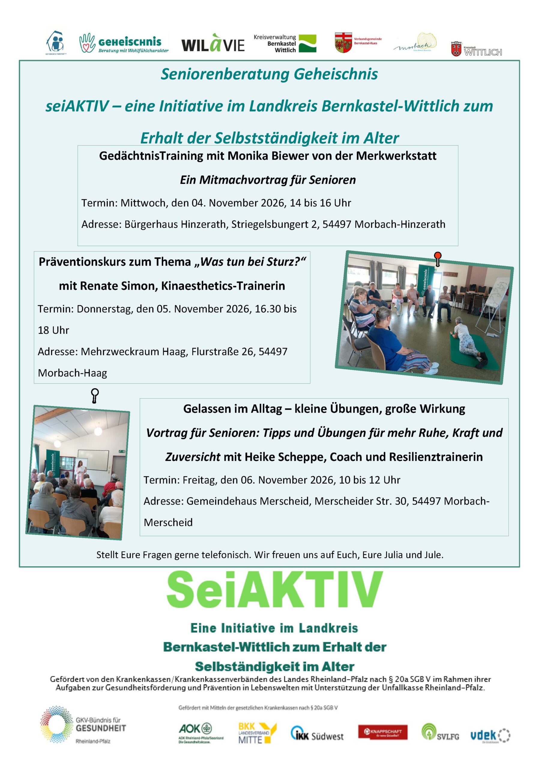 SeiAktiv November 2026 Sturz + Stress + Gedächtnis